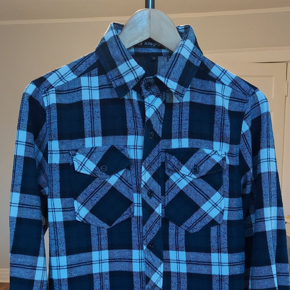 Men Flannel Shirt Long Sleeves Check Print Button Up